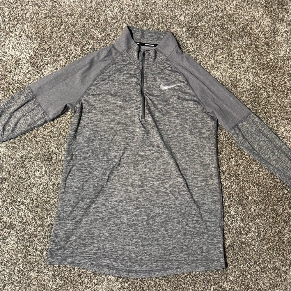 Nike Heather Gray Quarter-Zip Pullover
